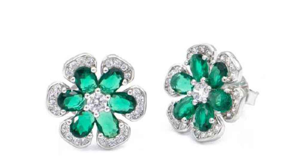 Orecchini a Fiore Smeraldo