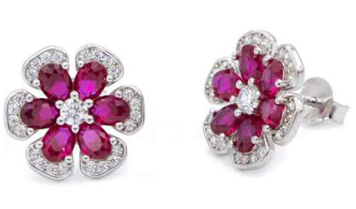 Orecchini Fiore Rubino