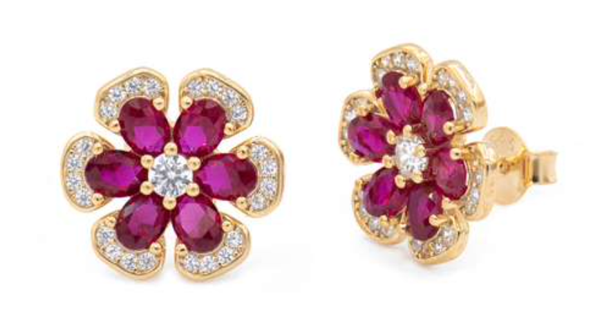 Orecchini Fiore Rubino