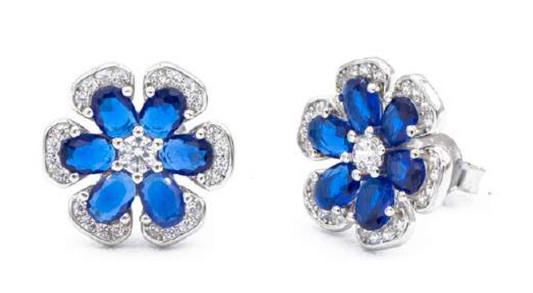 Orecchini a Fiore Zaffiro