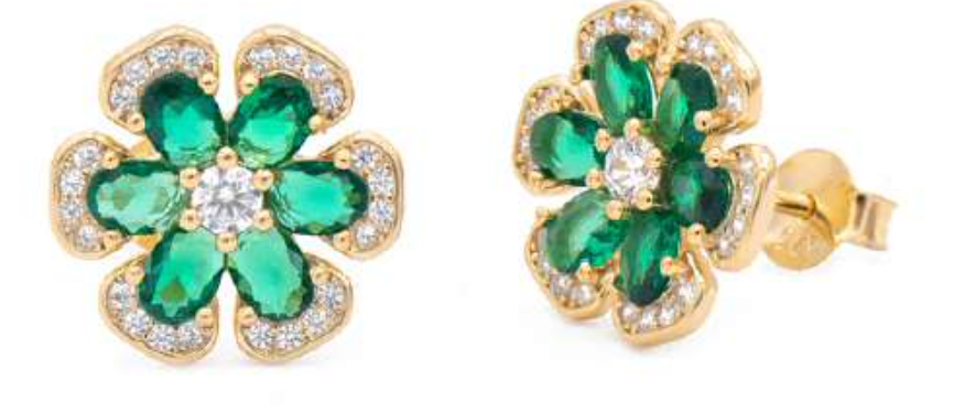 Orecchini a Fiore Smeraldo